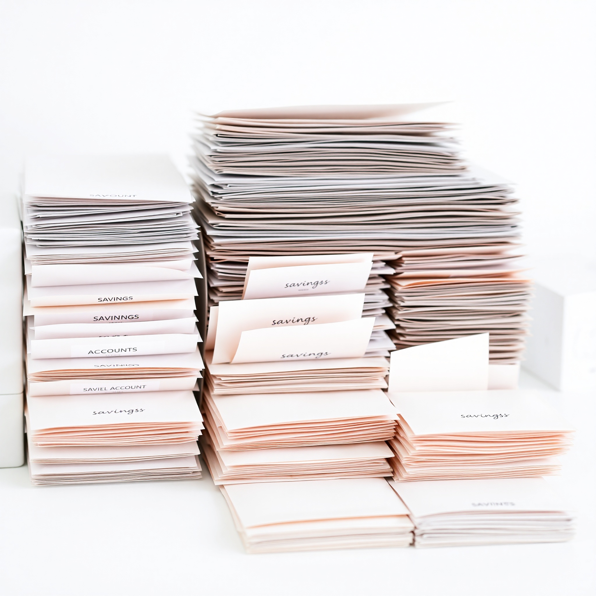 Multiple organized bank accounts displayed with color-coded labels and purpose-driven savings containers